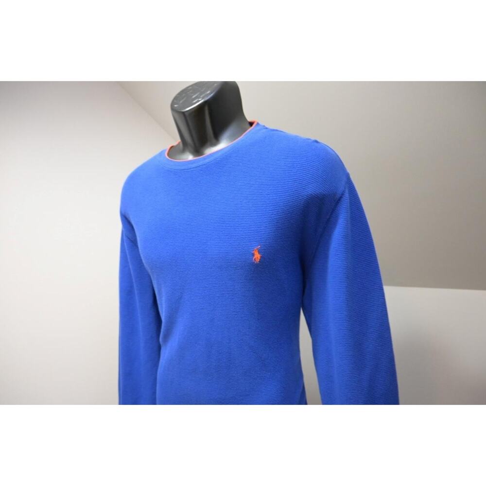 Polo Ralph Lauren Thermal Sweatshirt Blue Long Sleeve Sweater Mens Size Medium